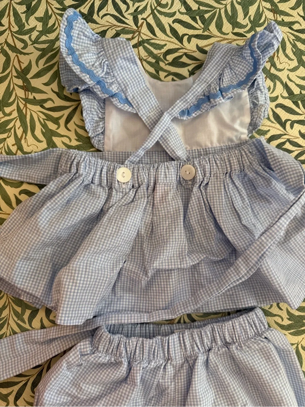 SMOCKINGBIRD Blue Gingham Ruffle Two-Piece Set